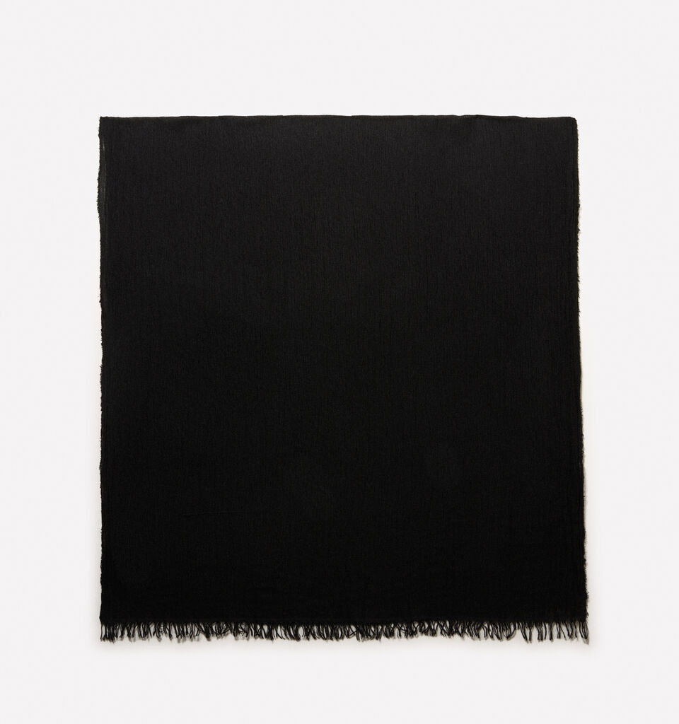 Black yarn dyed scarf - null - Black | Sisley image number 1